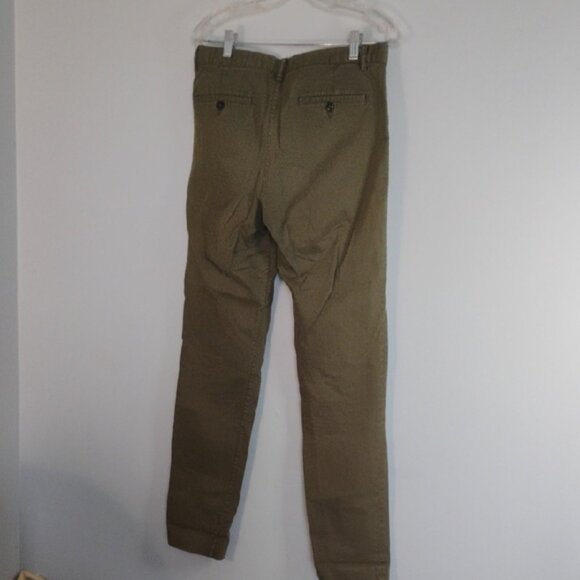 H&M Men Army Green Chinos Fly Button Relaxed Fit Pants Size 33R- Casual - Picture 8 of 8